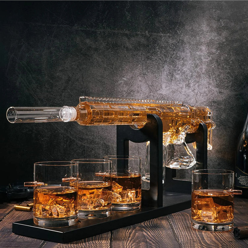 Carafe à whisky en verre transparent gravé avec bouchon à facettes Joh –  Decoclico